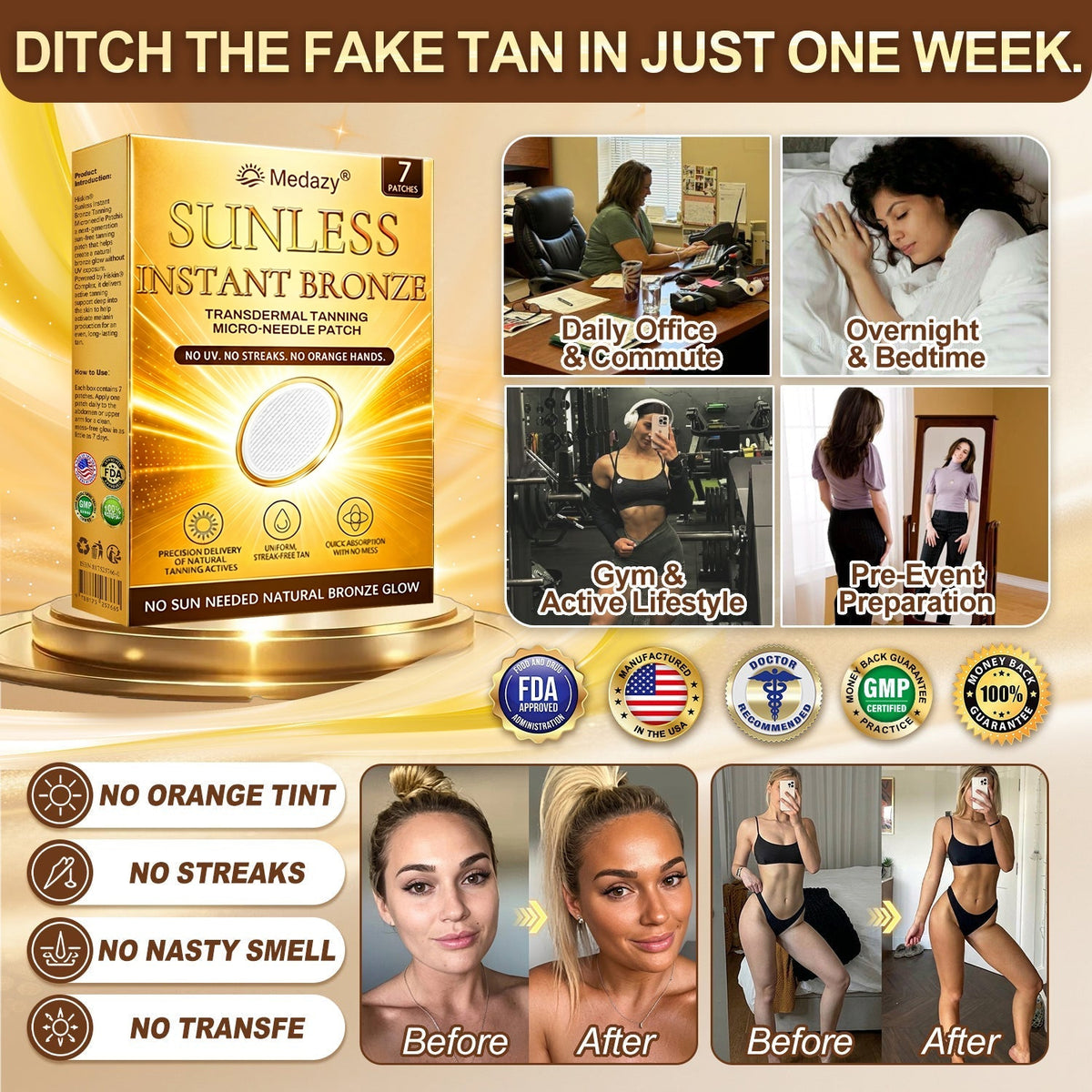 ☀️𝑶𝒇𝒇𝒊𝒄𝒊𝒂𝒍 𝑺𝒕𝒐𝒓𝒆 | ☀️ Medazy® 𝐒𝐮𝐧𝐥𝐞𝐬𝐬 𝐈𝐧𝐬𝐭𝐚𝐧𝐭 𝐁𝐫𝐨𝐧𝐳𝐞 𝐓𝐚𝐧𝐧𝐢𝐧𝐠 𝐌𝐢𝐜𝐫𝐨𝐧𝐞𝐞𝐝𝐥𝐞 𝐏𝐚𝐭𝐜𝐡 🇺🇸 (𝐉𝐮𝐬𝐭 𝐨𝐧𝐜𝐞 𝐚 𝐝𝐚𝐲) 𝐕𝐢𝐬𝐢𝐛𝐥𝐞 𝐁𝐫𝐨𝐧𝐳𝐞 𝐆𝐥𝐨𝐰 𝐢𝐧 𝟕 𝐃𝐚𝐲𝐬 ✅ 𝐍𝐨 𝐔𝐕, 𝐍𝐨 𝐎𝐫𝐚𝐧𝐠𝐞, 𝐍𝐨 𝐒𝐭𝐫𝐞𝐚𝐤𝐬, 𝐍𝐨 𝐃𝐇𝐀, 𝐍𝐨 𝐌𝐞𝐬𝐬.