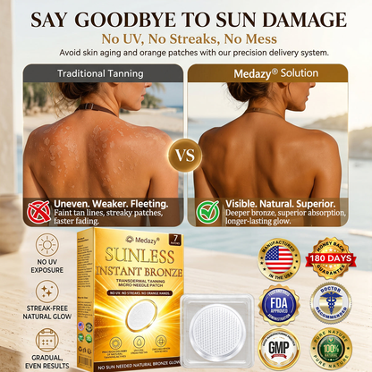 ☀️𝑶𝒇𝒇𝒊𝒄𝒊𝒂𝒍 𝑺𝒕𝒐𝒓𝒆 | ☀️ Medazy® 𝐒𝐮𝐧𝐥𝐞𝐬𝐬 𝐈𝐧𝐬𝐭𝐚𝐧𝐭 𝐁𝐫𝐨𝐧𝐳𝐞 𝐓𝐚𝐧𝐧𝐢𝐧𝐠 𝐌𝐢𝐜𝐫𝐨𝐧𝐞𝐞𝐝𝐥𝐞 𝐏𝐚𝐭𝐜𝐡 🇺🇸 (𝐉𝐮𝐬𝐭 𝐨𝐧𝐜𝐞 𝐚 𝐝𝐚𝐲) 𝐕𝐢𝐬𝐢𝐛𝐥𝐞 𝐁𝐫𝐨𝐧𝐳𝐞 𝐆𝐥𝐨𝐰 𝐢𝐧 𝟕 𝐃𝐚𝐲𝐬 ✅ 𝐍𝐨 𝐔𝐕, 𝐍𝐨 𝐎𝐫𝐚𝐧𝐠𝐞, 𝐍𝐨 𝐒𝐭𝐫𝐞𝐚𝐤𝐬, 𝐍𝐨 𝐃𝐇𝐀, 𝐍𝐨 𝐌𝐞𝐬𝐬.
