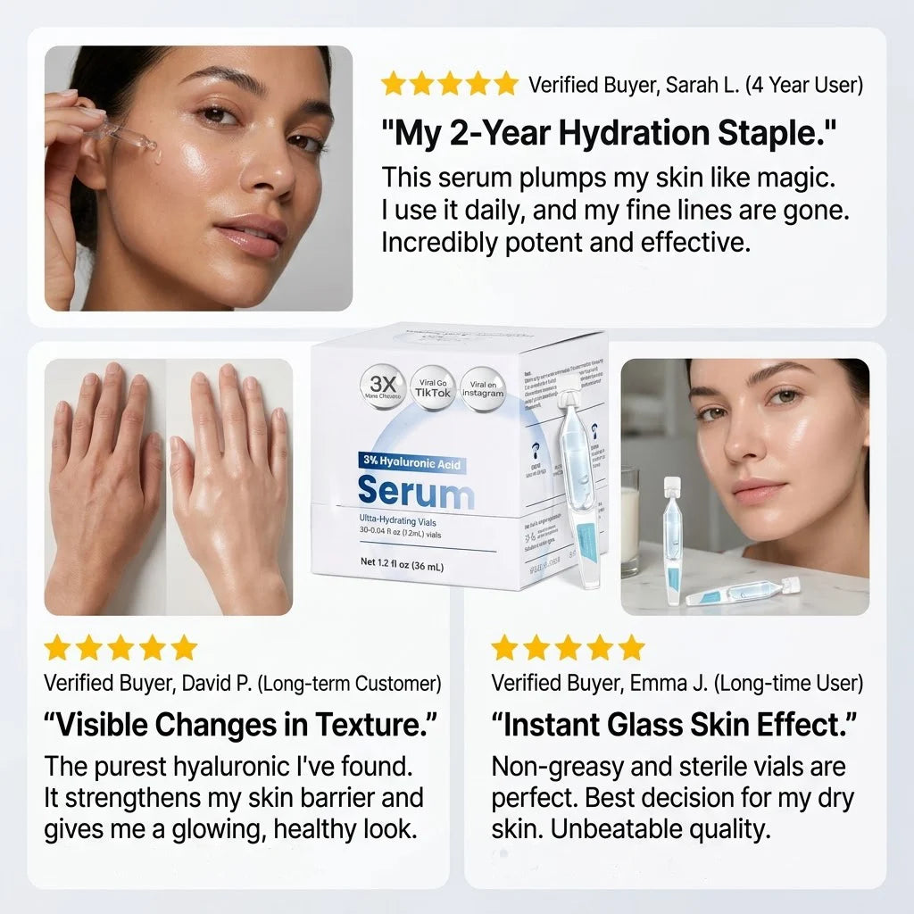 💧 3% Hyaluronic Acid Ultra-Hydrating Serum Flood Your Skin With Glass-Skin Hydration Instantly ✨