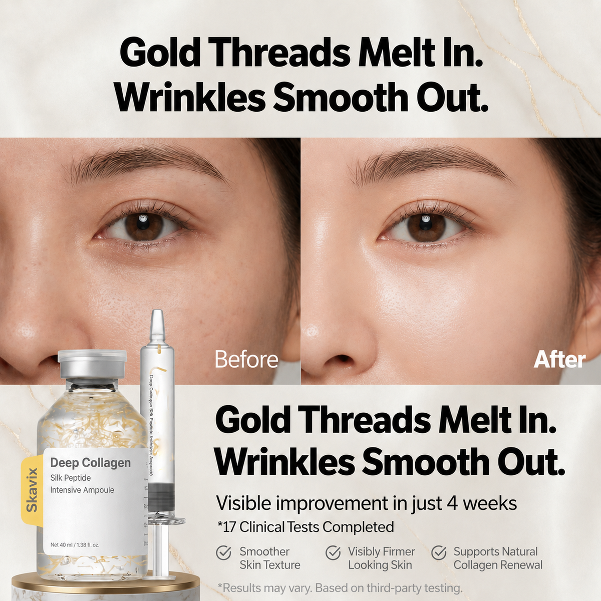 ✨ 30-Peptide Golden Silk Firming Ampoule – Melt-In Threads for Smoother, Tighter-Looking Skin
