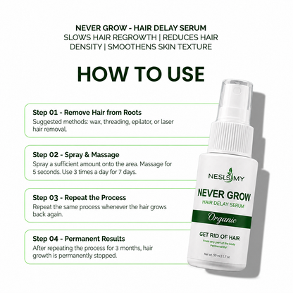 NeverGrow Hair Delay Serum – 3-Month Smooth Skin Routine
