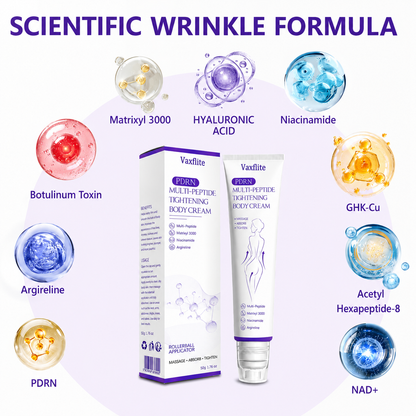 Vaxflite® PDRN Multi-Peptide Massaging Body Roller Cream- Anti-aging, Hydrating, Skin Firming & Lifting, Skin Repair, Even Tone, Acne and Dark Spot Treatment, Wart and Mole Removal, and Psoriasis Relief⭐