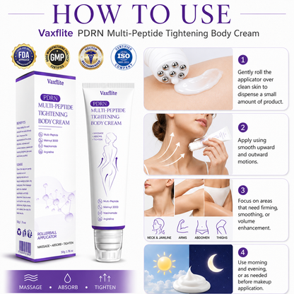 Vaxflite® PDRN Multi-Peptide Massaging Body Roller Cream- Anti-aging, Hydrating, Skin Firming & Lifting, Skin Repair, Even Tone, Acne and Dark Spot Treatment, Wart and Mole Removal, and Psoriasis Relief⭐